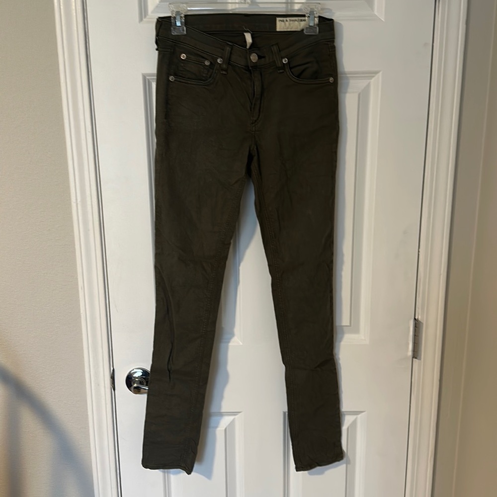 Dark olive green Rag & Bone skinny jeans. Size 27.